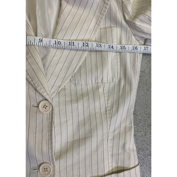 Vtg Anne Klein Blazer Womens Size 2 White w/ Stripes Shoulder Pads Sport Coat - Picture 11 of 14